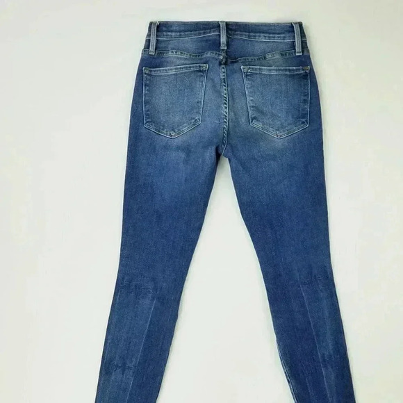 Frame 24X26 Le Skinny De Jeanne Crop Sherman Womens Blue Denim Jeans Raw Hem USA - Picture 1 of 10